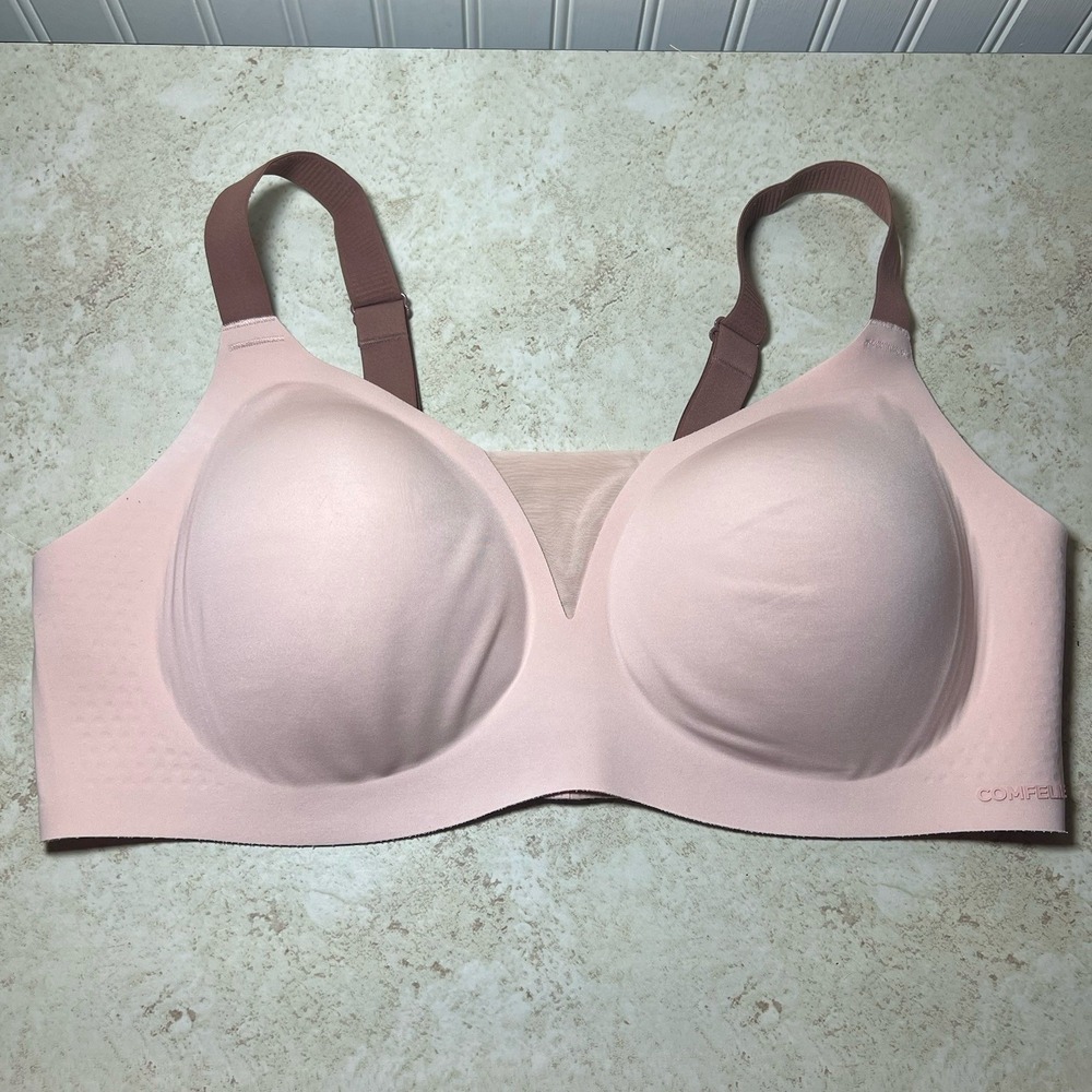 COMFELIE Minimalist Wireless Seamless Support Bra Nude Pink Comfort Lounge XL